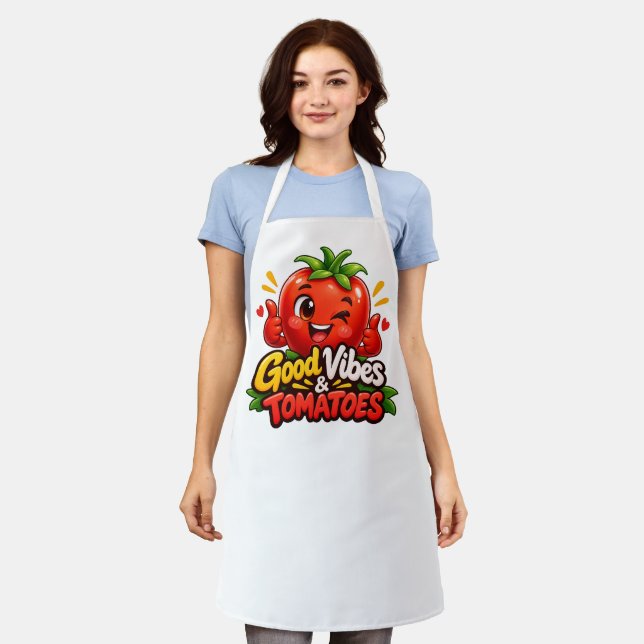Tomato Power – Funny Tomato Kitchen Design Apron (Worn)
