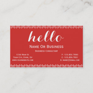Tomato Red and White Unique Greeting Message Business Card