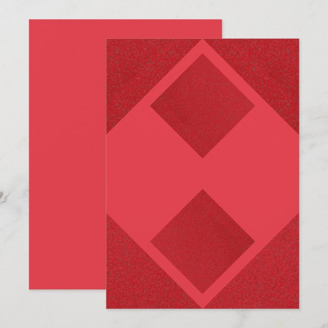Tomato Red Diamond Block Invitation – Customisable (Front/Back)