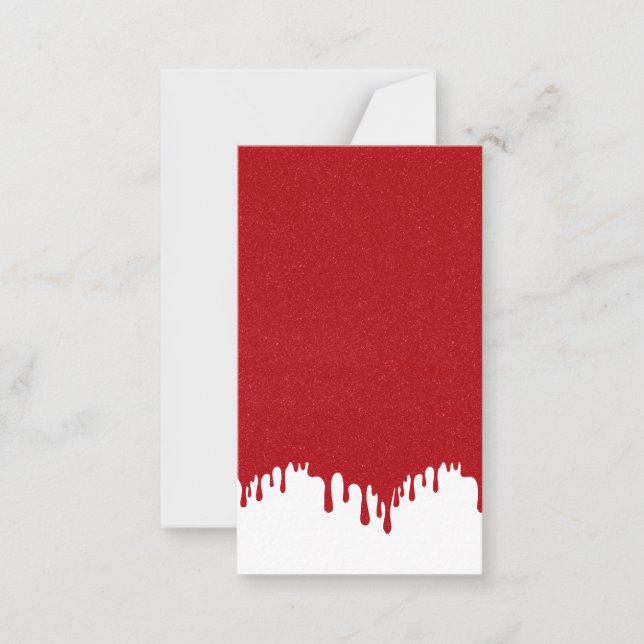 Tomato Red Drip Edge Flat Note Card (Customisable) (Front)