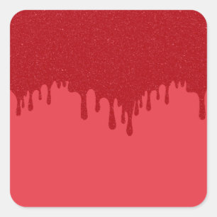 Tomato Red Drip Effect Square Stickers – Customise