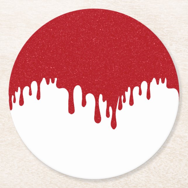 Tomato Red Drip Modern Custom Paper Coaster (Front)