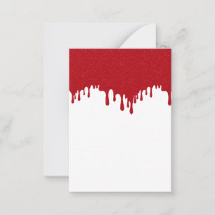 Tomato Red Drip on White Custom Flat Note Card