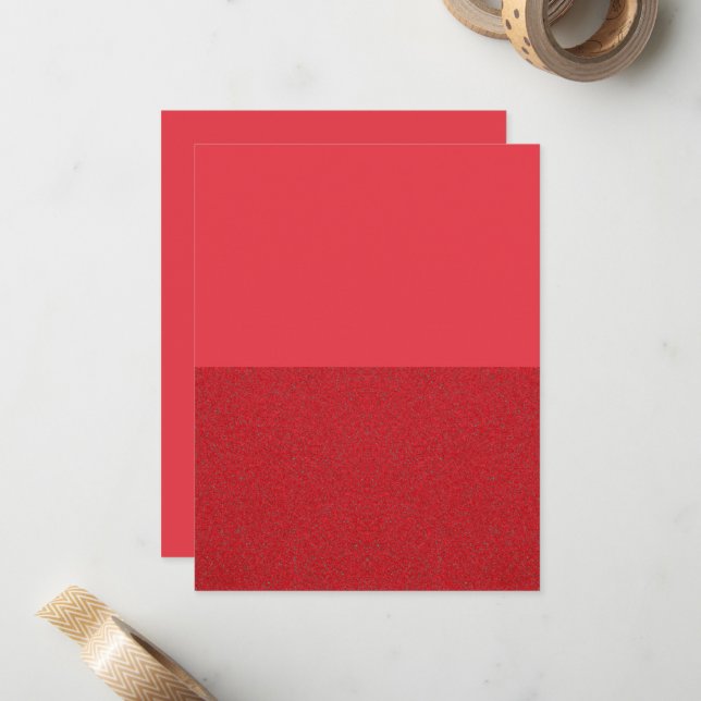 Tomato Red Flat Note Card (Horizontal Noise Split) (Front/Back In Situ)