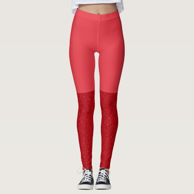 Tomato Red Gradient Leggings with Speckle (Front)