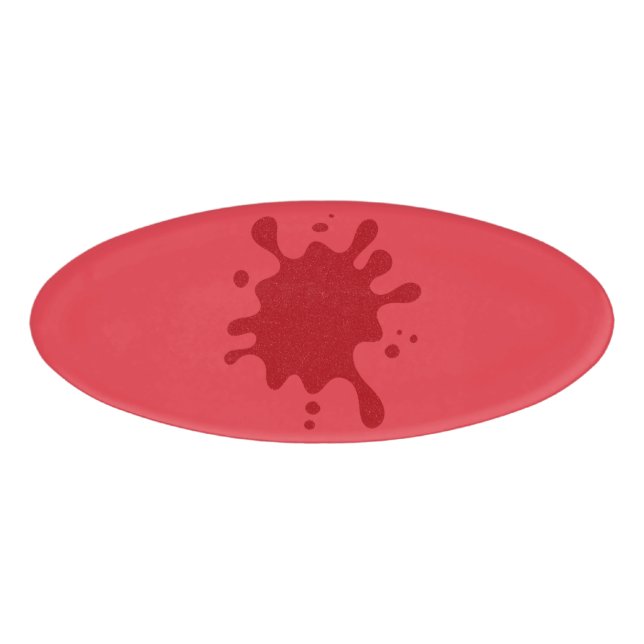 Tomato-Red Oval Magnetic Name Tag – Customisable (Front)