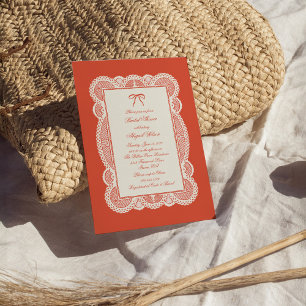 Tomato Red Paper Lace Bridal Shower Invitation