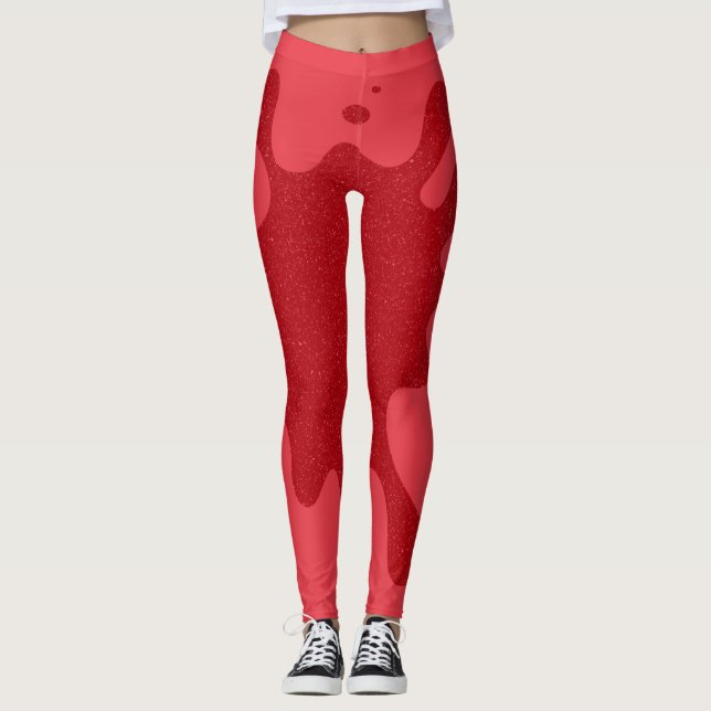 Tomato Red Speckle-Panel Leggings – Customisable (Front)