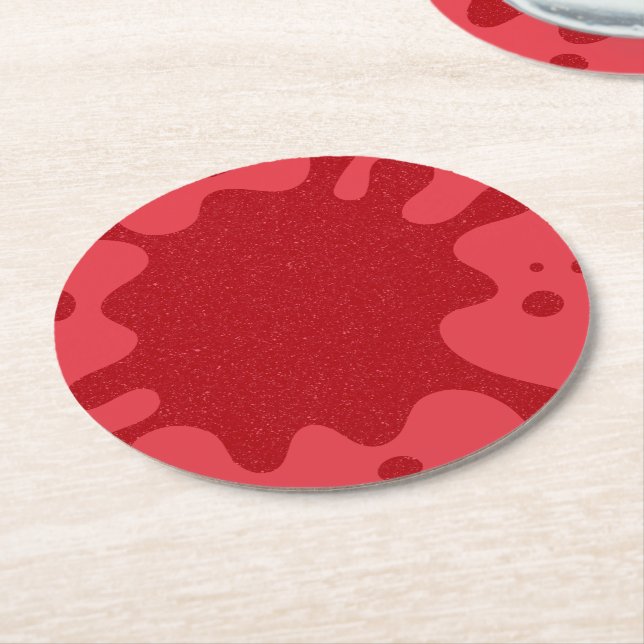 Tomato Red Spill Art Custom Coasters (Angled)
