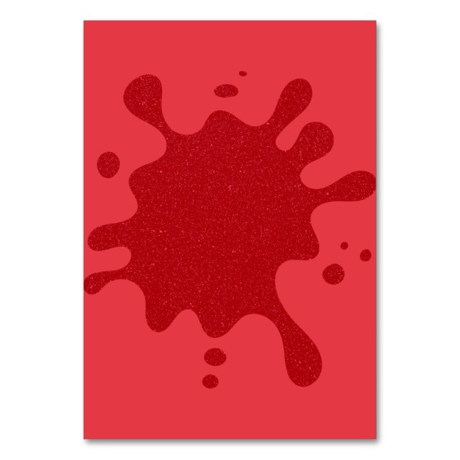 Tomato-Red Splash Table Card, 3.5 × 5 in (Custom) Number (Front)