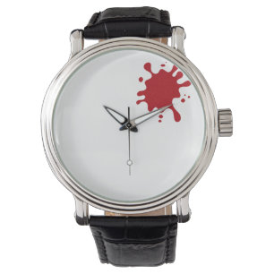 Tomato-Red Splash Vintage Men’s Watch – Customise