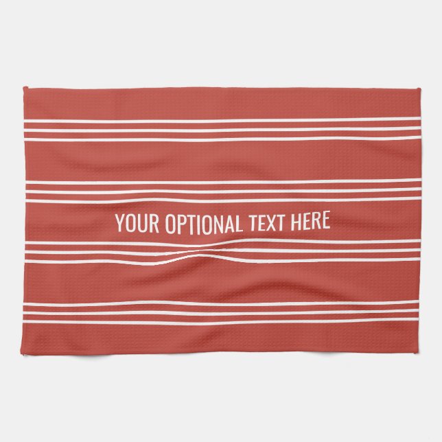 Tomato Red Stripes custom kitchen towel (Horizontal)