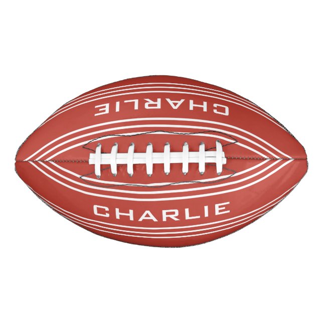 Tomato Red Stripes custom monogram football (Front)