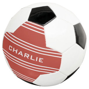 Tomato Red Stripes custom monogram soccer ball