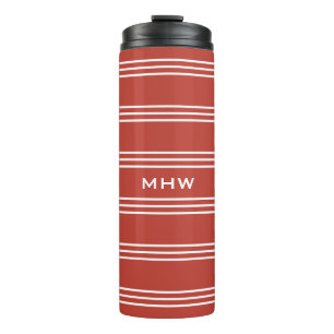 Tomato Red Stripes custom monogram tumbler