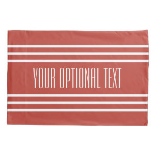 Tomato Red Stripes custom text pillow cases