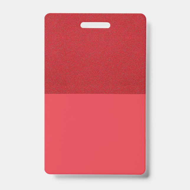 Tomato Red Texture Split Custom Badge ID Badge (Front)