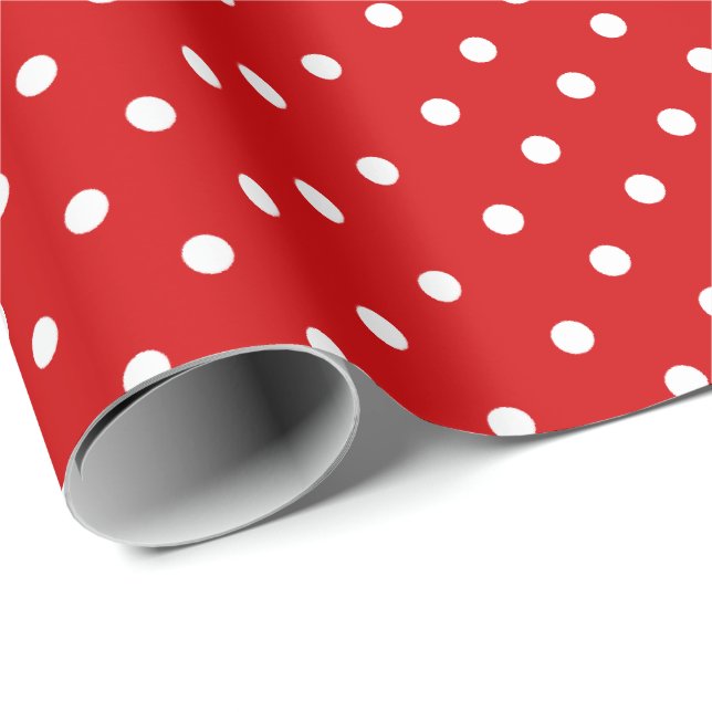 Tomato Red | White Polka Dot Wrapping Paper (Roll Corner)