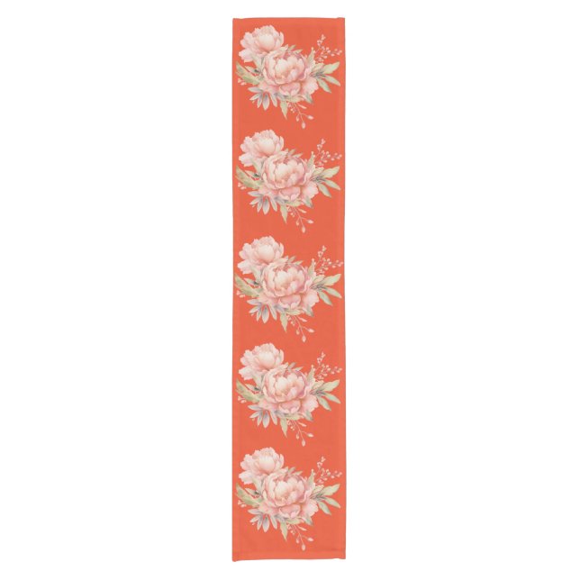 Tomato Red Wildflower Table Runner  (Front)