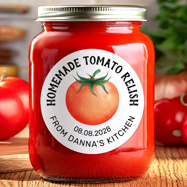 Tomato Relish canning label with red tomato design (Creator Uploaded)