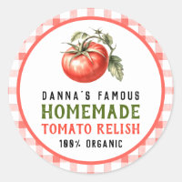 Tomato Relish label with red tomato farm look