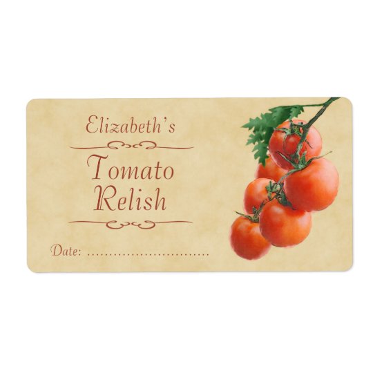 Tomato relish or canning shipping label
