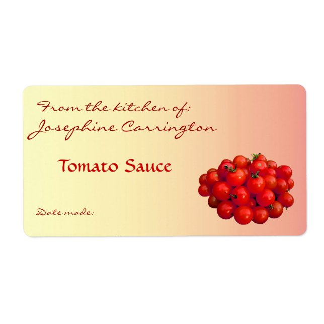 Tomato Sauce Canning Labels (Front)