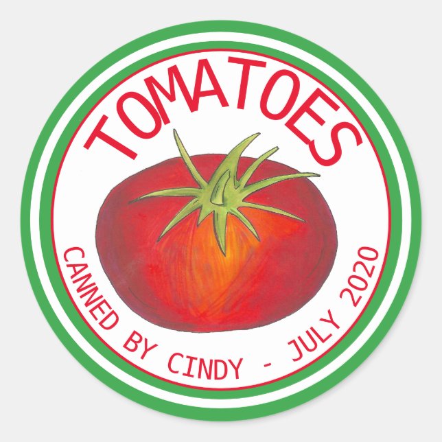 Tomato Sauce Tomatoes Vegetables Canning Canned By Classic Round Sticker (Front)