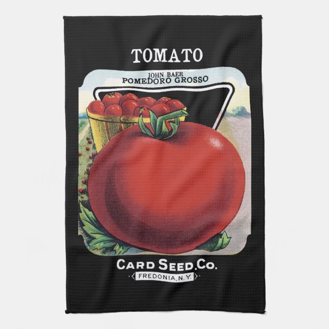 Tomato Seed Packet Label Tea Towel (Vertical)