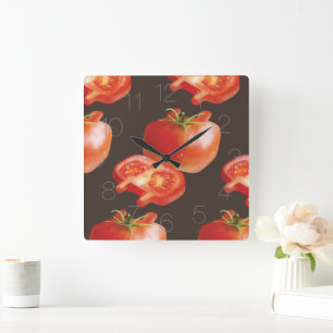 Tomato Slice Square Wall Clock