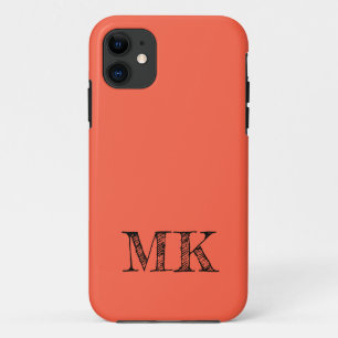 Tomato Solid Colour   Modern Minimal Initial  iPhone 11 Case