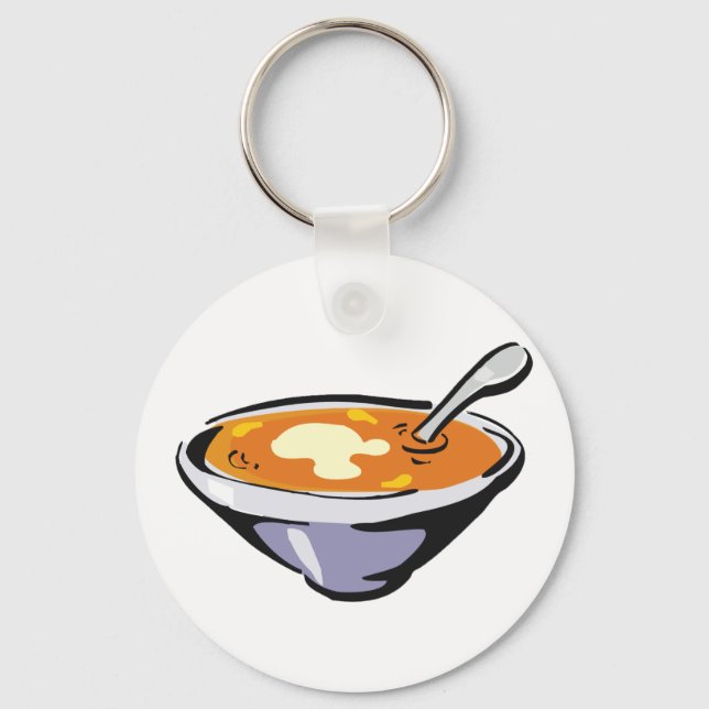 Tomato Soup Bowl with Spoon Key Ring (Front)