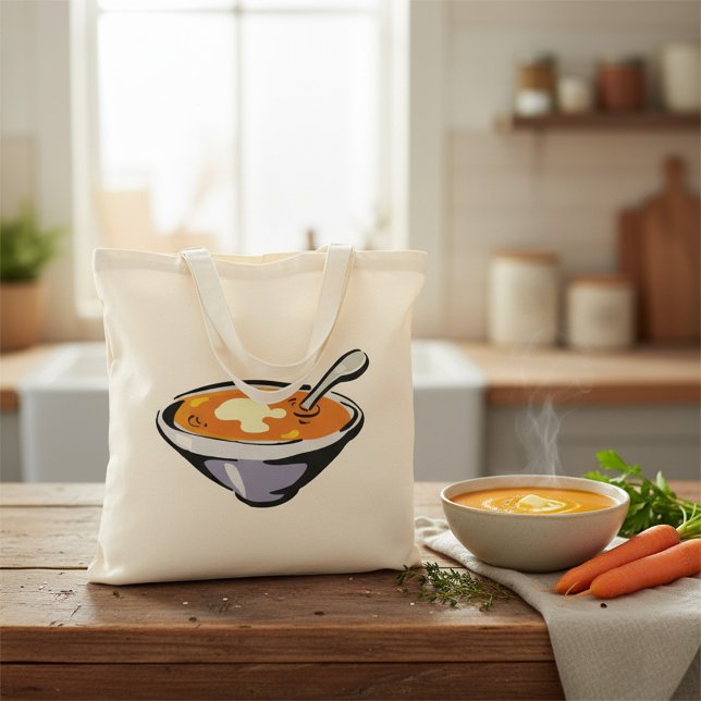 Tomato Soup Bowl with Spoon Tote Bag (Creator Uploaded)