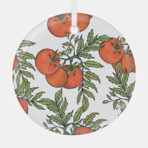 Tomato Vintage: Farm Market Illustration. Glass Tree Decoration