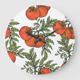 Tomato Vintage: Farm Market Illustration. Large Clock