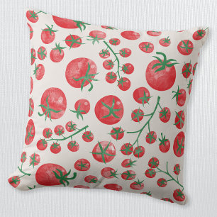 Tomato Watercolor Mediterranean Cushion