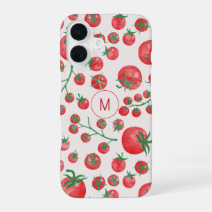 Tomato Watercolor Mediterranean Monogram Initial iPhone 16 Case