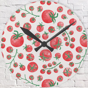 Tomato Watercolor Mediterranean Round Clock