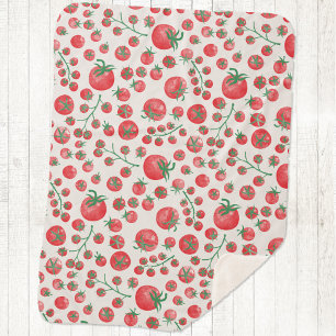 Tomato Watercolor Pattern Sherpa Blanket