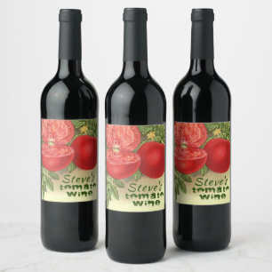 Tomato Wine Artsy personalised distressed font Wine Label