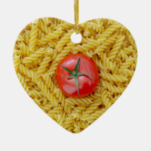 Tomato with fusilli pasta ceramic tree decoration