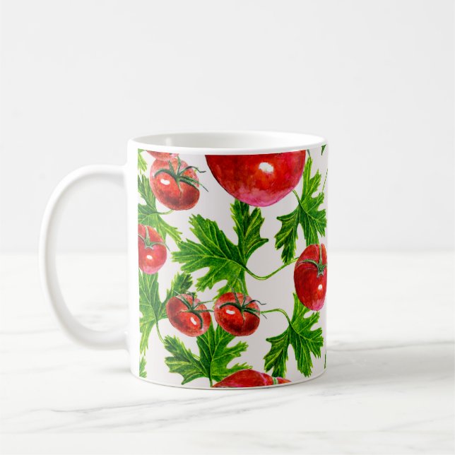 Tomato with Leaves Pattern Coffee Mug (Left)