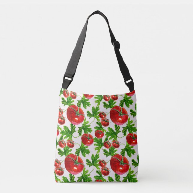 Tomato with Leaves Pattern Crossbody Bag (Front)