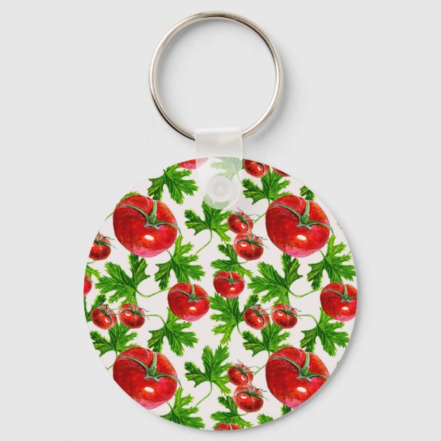 Tomato with Leaves Pattern Key Ring (Front)