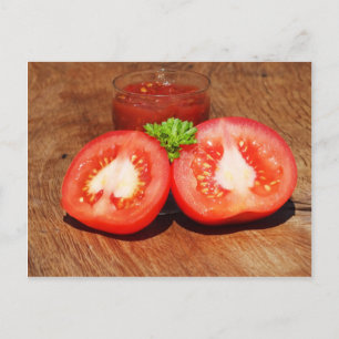 tomato with sauce or juice postcard