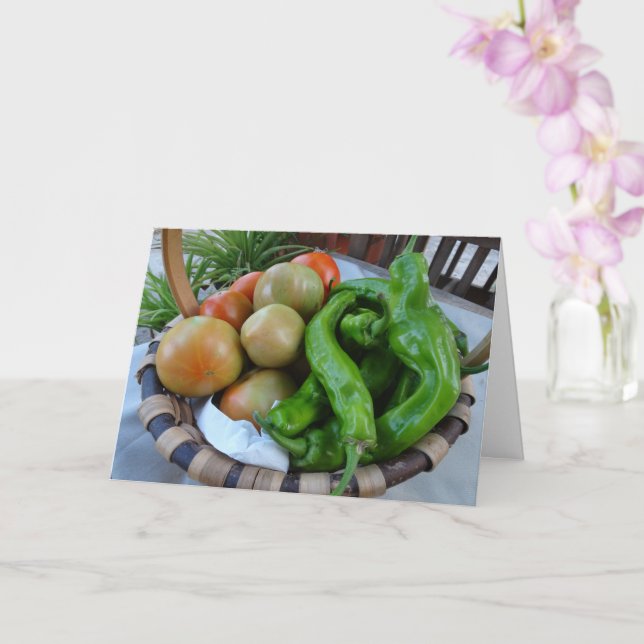 Tomatoes and Green Peppers in Basket Card (Orchid)