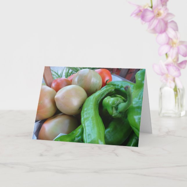 Tomatoes and Green Peppers in Basket Card (Orchid)