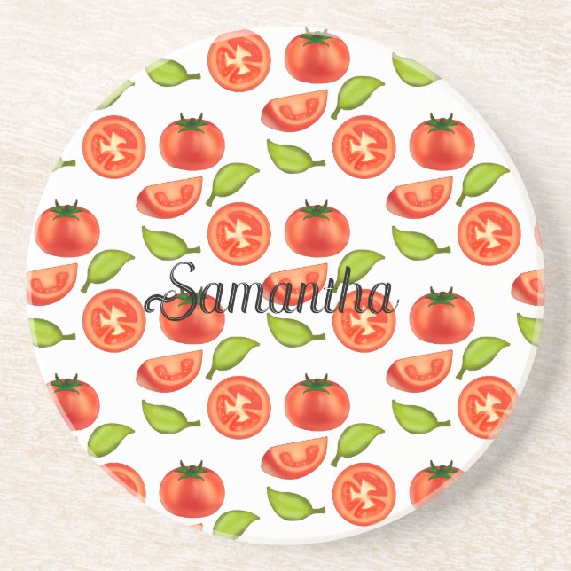 Tomatoes And Oregano Leafs Coaster (Front)
