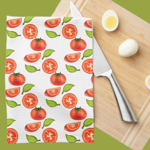 Tomatoes And Oregano Leafs Tea Towel