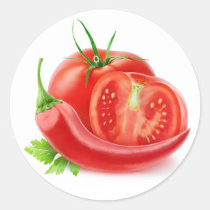 Tomatoes and pepper classic round sticker